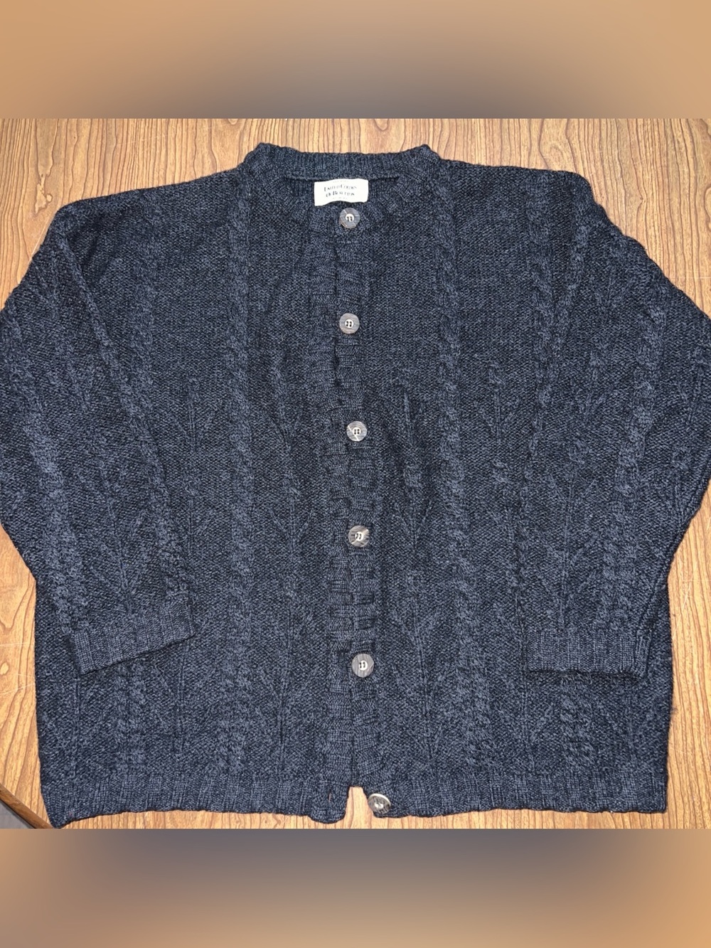 Vintage United Colors Of Benetton Grey Knit Button Cardigan 100% Virgin Wool